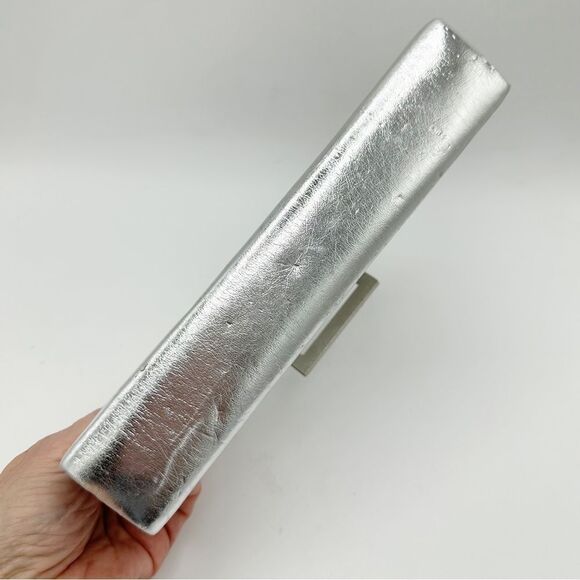 CACHE Silver Metallic Convertible Clutch w/Crystal Embellishment - Picture 4 of 14